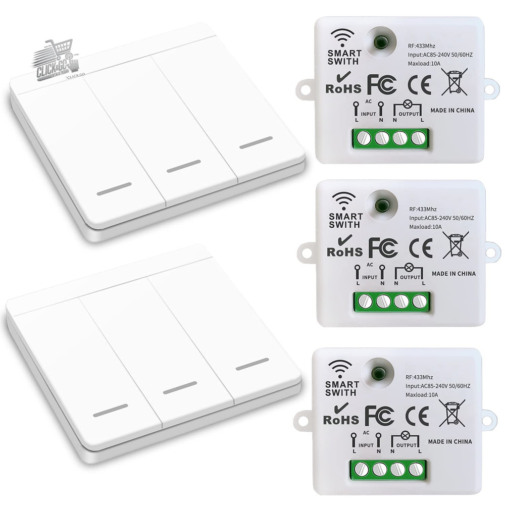 Wireless Switch Lights Remote Control RF Receiver 10A 1500W Home Automation Universe
