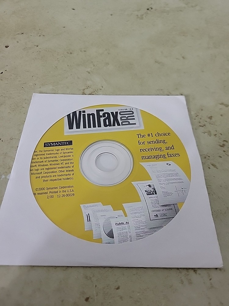 SYMANTEC WinFax Pro VERSION 10 Windows 2000 NT 98 95