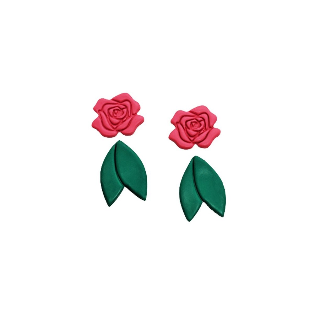 Rose and Leaf, Unique Polymer Clay Earring Cutter Set