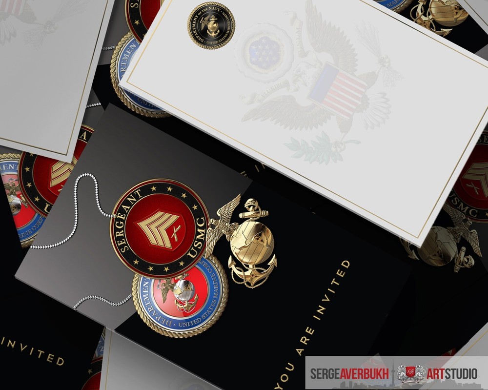 Customizable US Marine Sergeant 5x7 Invitation Template DIGITAL DOWNLOAD