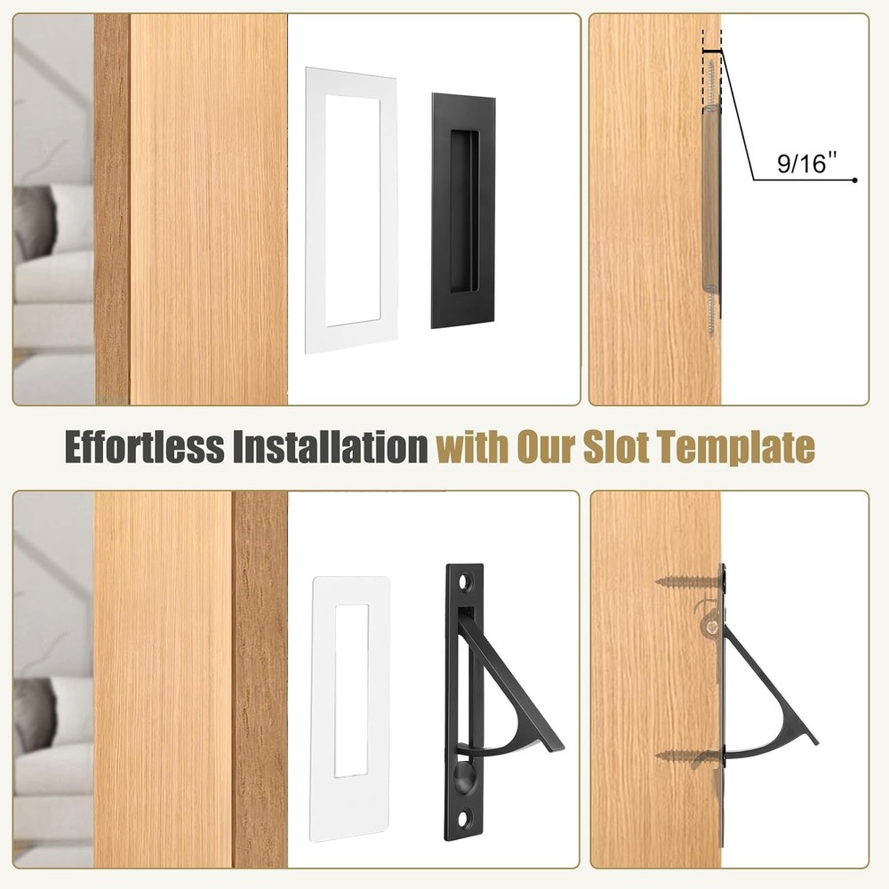 HBL' Pocket Door Hardware Set – 2 Recessed Flush Finger Pulls & 1 Edge Pull M...