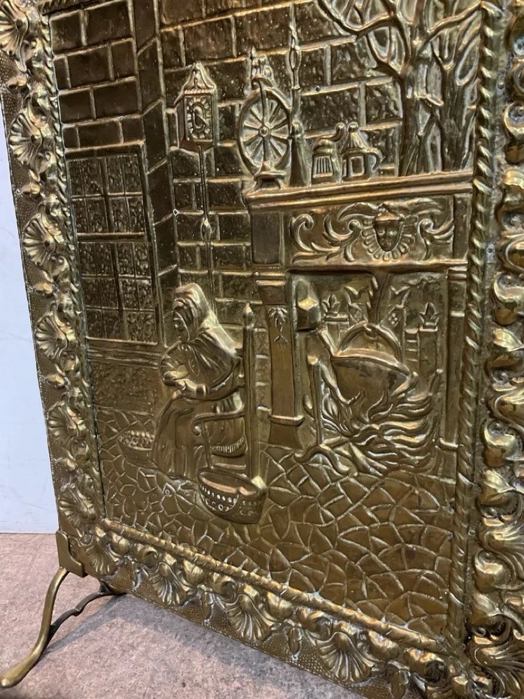 Antique Vintage Brass Fireplace Screen