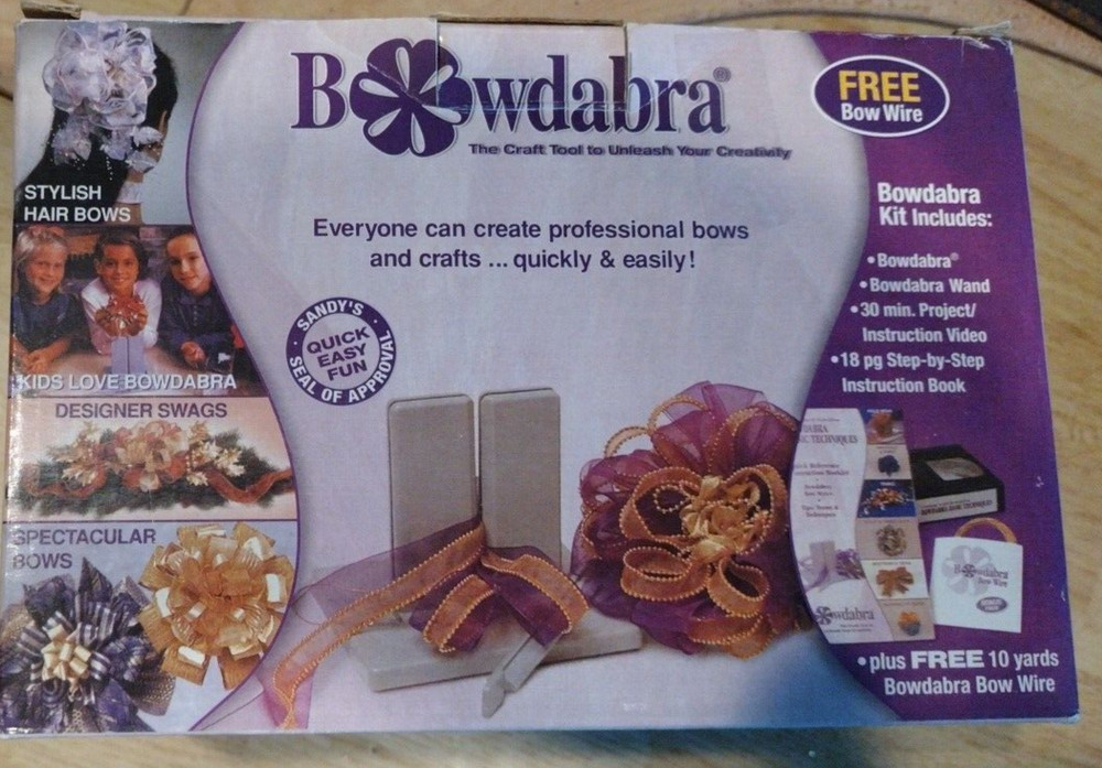 Bowdabra - Bow Maker Craft Tool Complete - Ribbon - VHS - Instructions - Wire