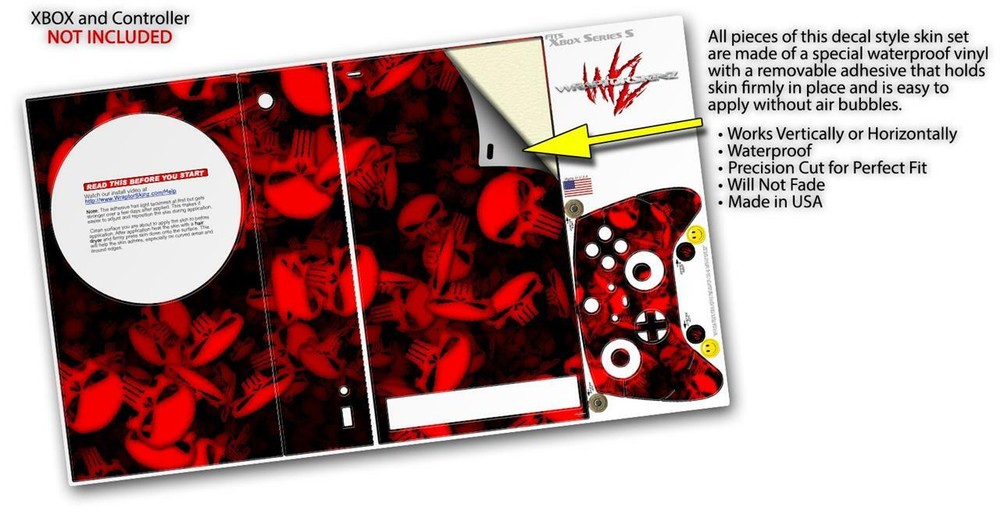 Skins XBOX Series S Console Controller Skulls Confetti Red