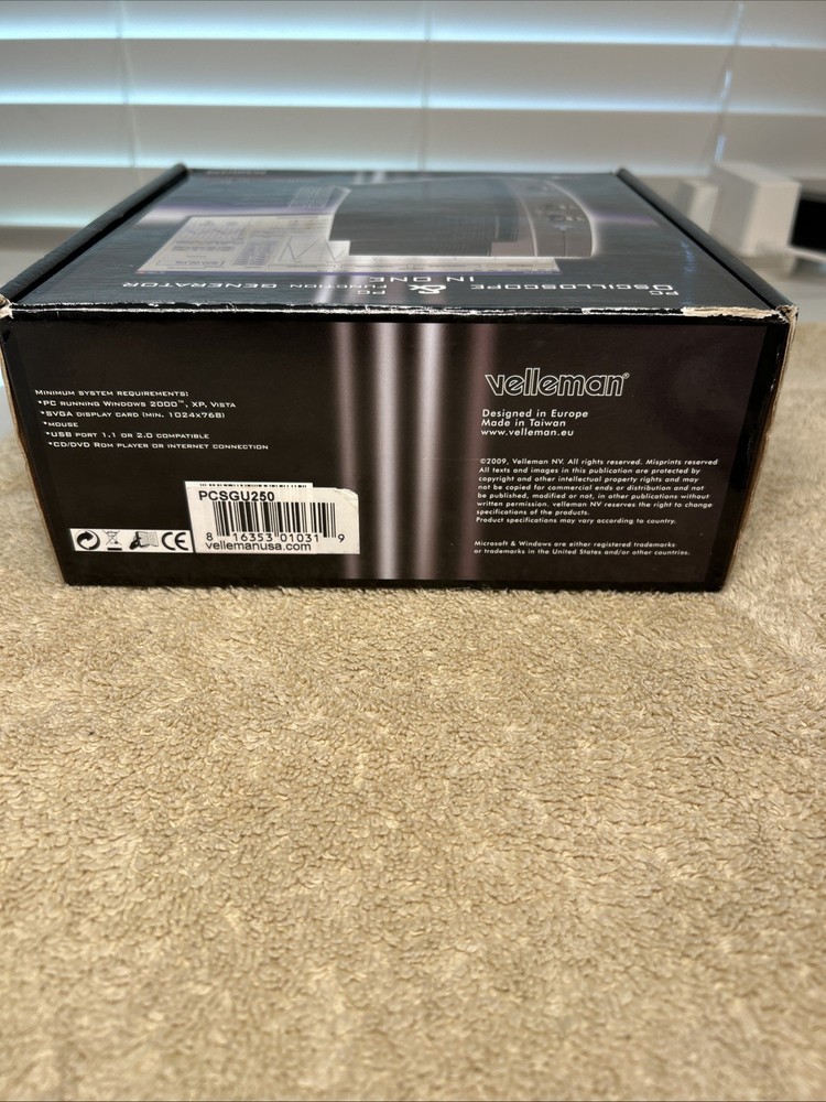 Velleman PCSGU250 USB-Based PC Oscilloscope & Function Generator