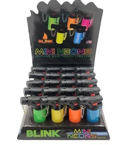 20 Pack Torch Lighters Refillable Butane Windproof Jet Flame Neon Colors