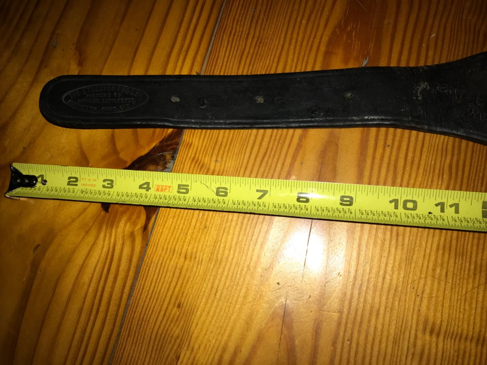 Old Black Leather Breast Collar(?) Strap Strecker Bros., Co.