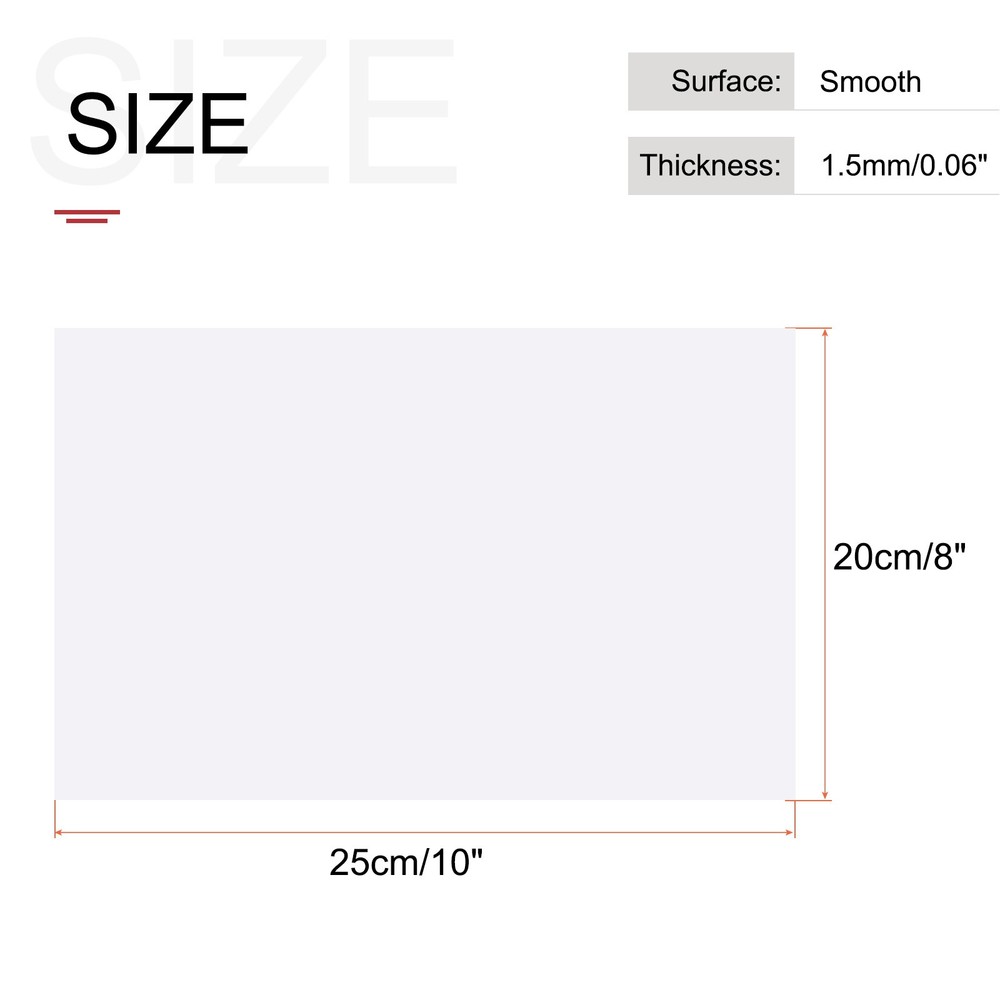 ABS Plastic Sheet 10" x 8" x 0.06" ABS Styrene Sheets White 3 Pcs