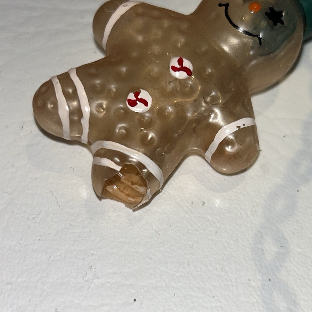 Glass Gingerbread Men String Lights Vintage Christmas 10 Pc Tested & Working