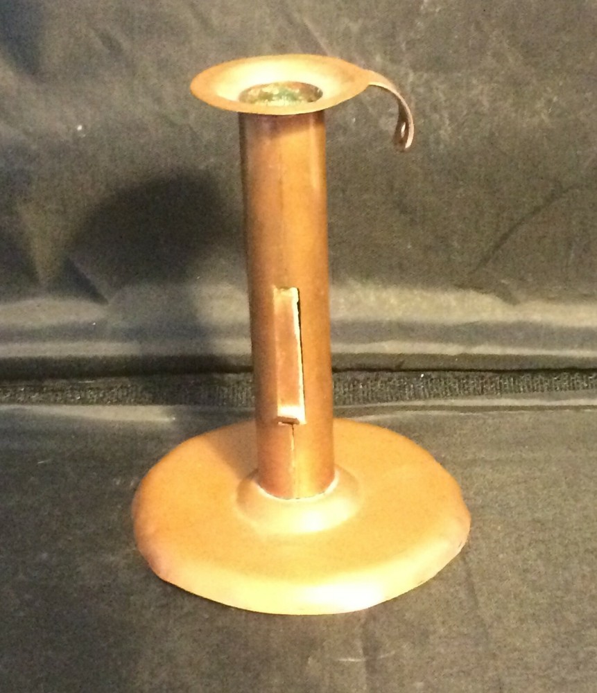 Antique Arts & Crafts Solid Copper Push Up Candle Holder Signed Robinson