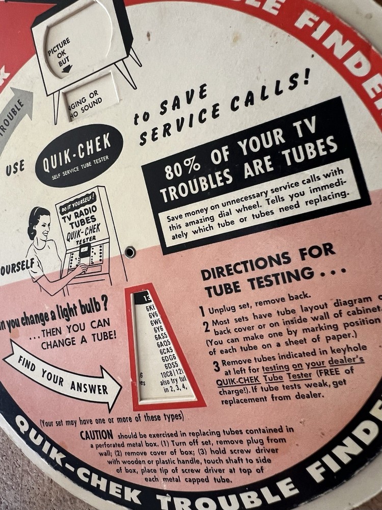 Vintage 1960’s Selectron Tubes Quick Check Dial Chart
