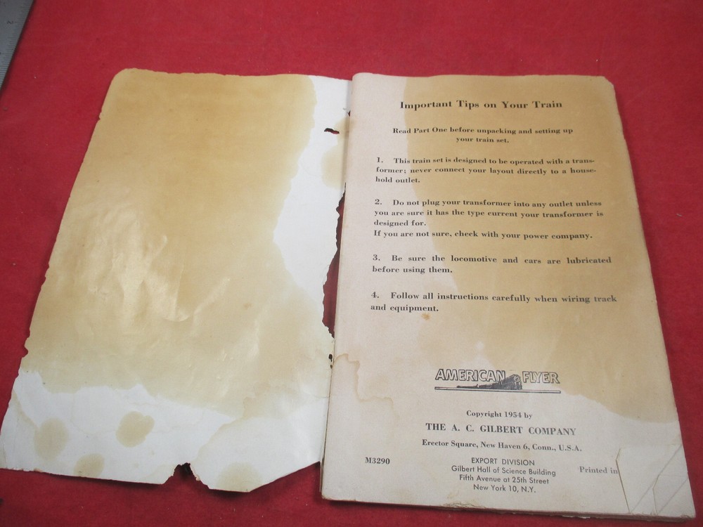 1954 GILBERT AMERICAN FLYER INSTRUCTION BOOK ORIGINAL
