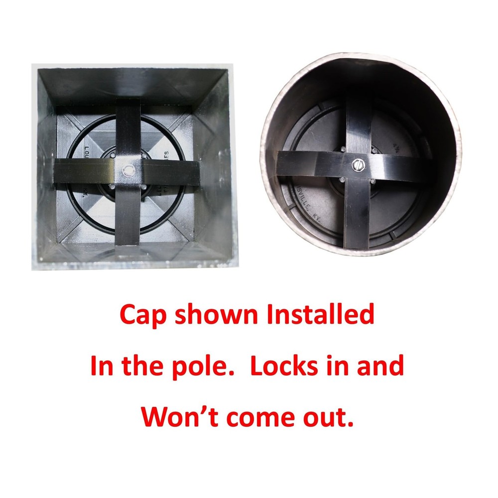 3" Round Light Pole Top Cap- Black Plastic