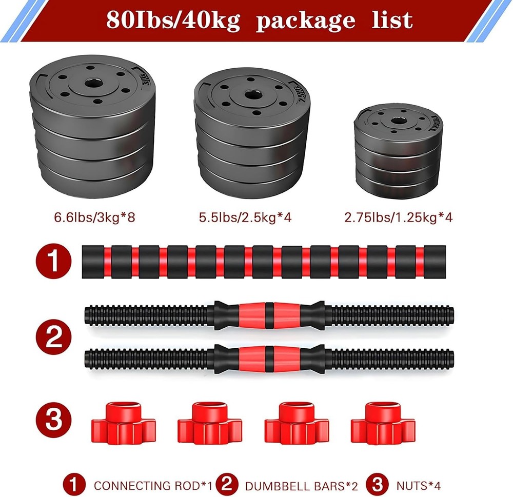 Compact 80lbs Adjustable Dumbbells with Non-Slip Handles for Effective Workouts