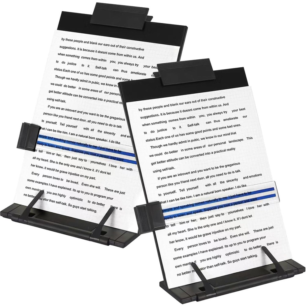 2 Pack Desktop Document Holder Stand with 7 Adjustable Position, Black Metal ...