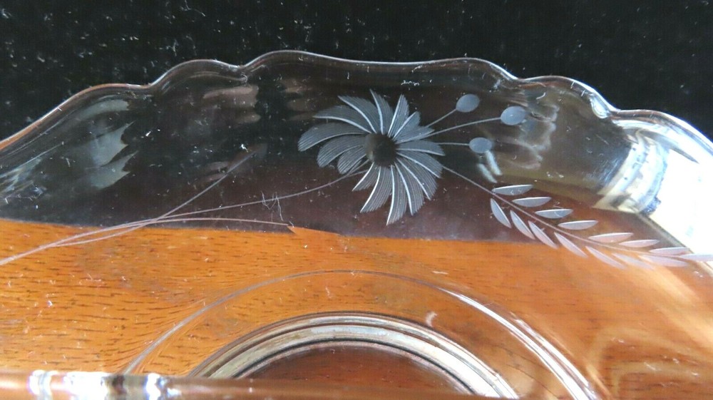 Vintage Sterling Silver Base 2 Compartment Cut Glass Nut Dish/Bowl