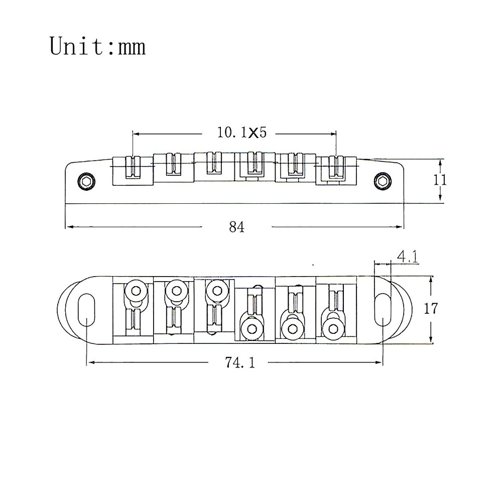 6-String Guitar Roller Saddle Tune-o-matic Bridge Tailpiece with Studs,Gold