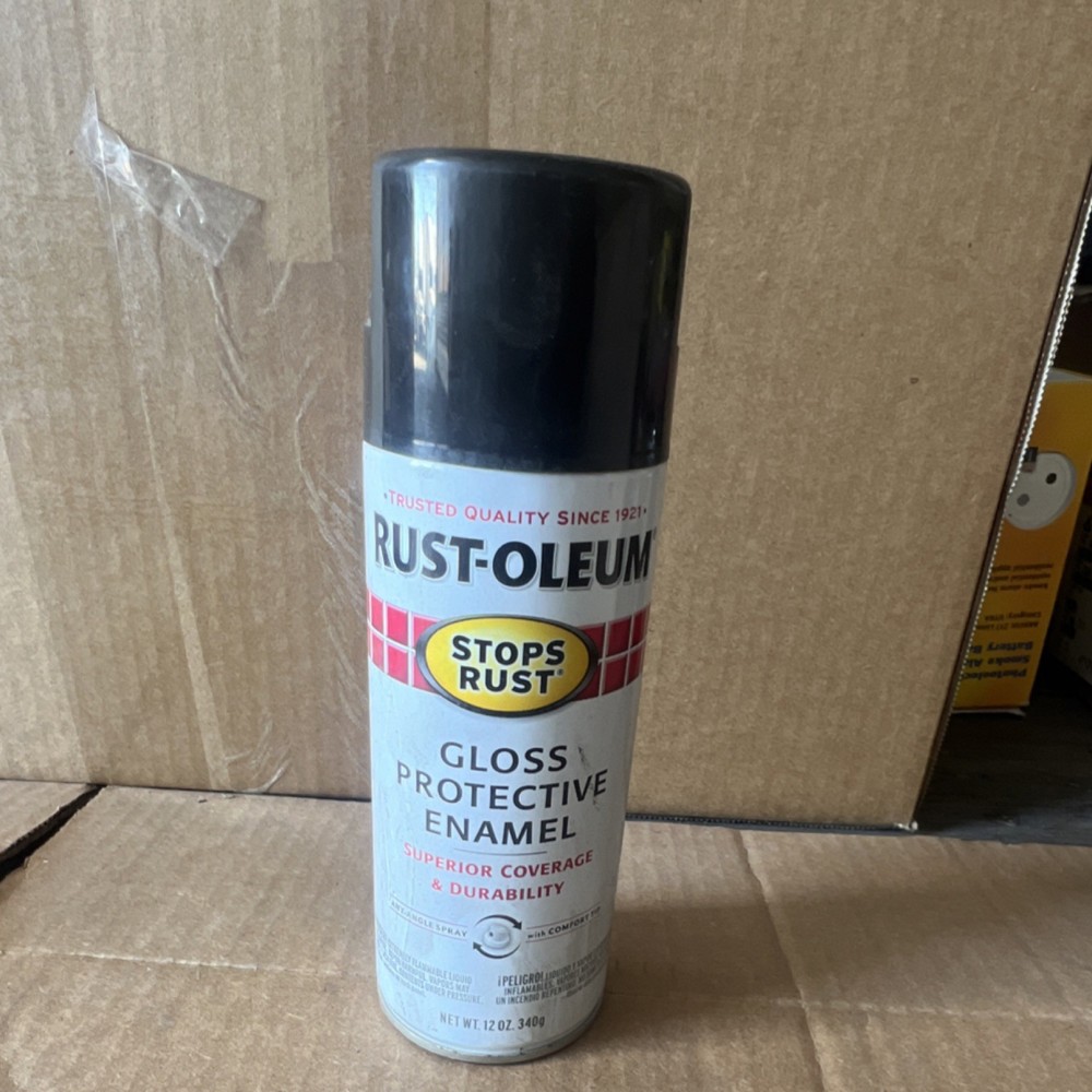 Rust-Oleum Gloss Protective Enamel Spray Paint Black 12 oz Superior Coverage