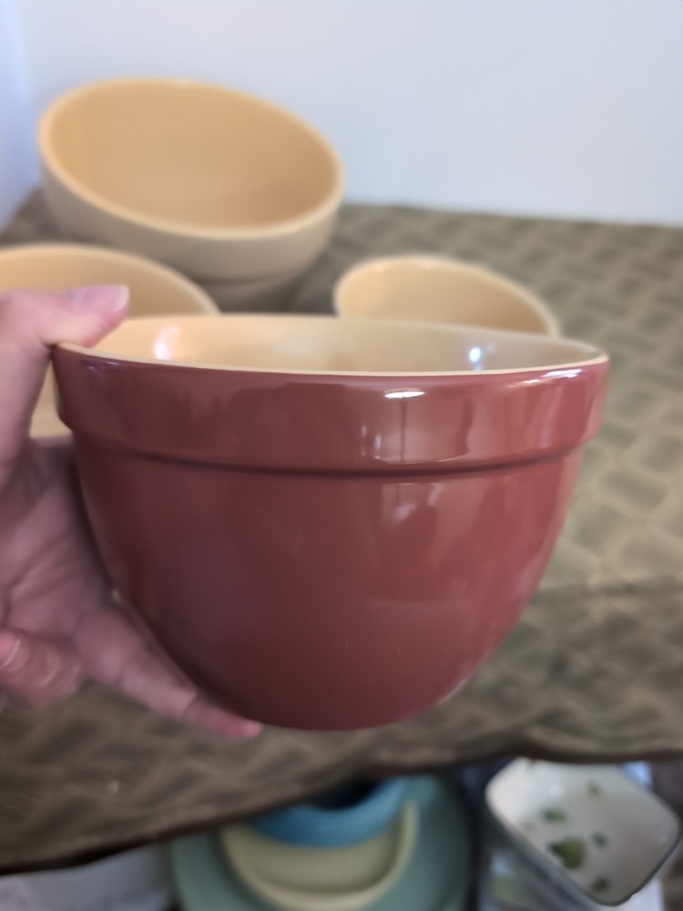 (4) Stackable Stoneware Mixing Bowls