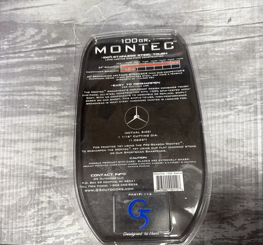 Montec Broadheads (3 Pack) G5 Outdoors 100 Grain Part # 112