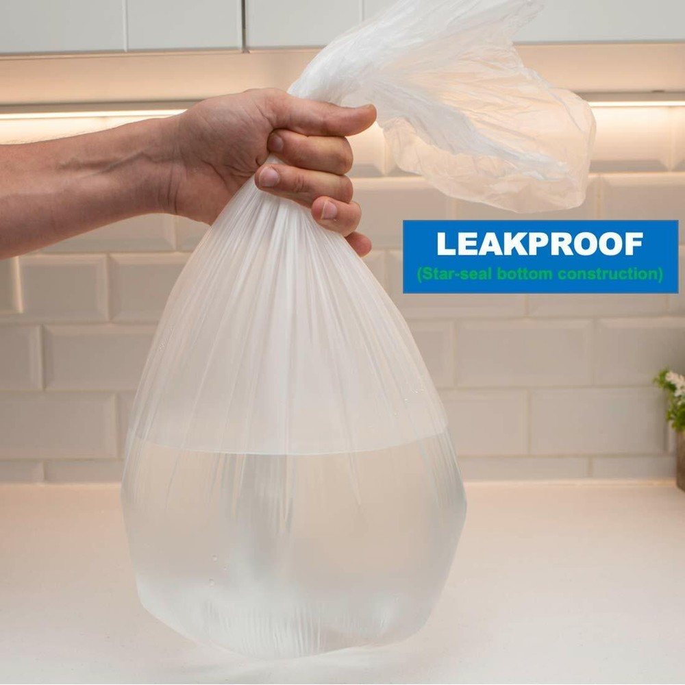 CCLINERS 2-3 Gallon Clear Small Garbage Trash Bags, 200 Count