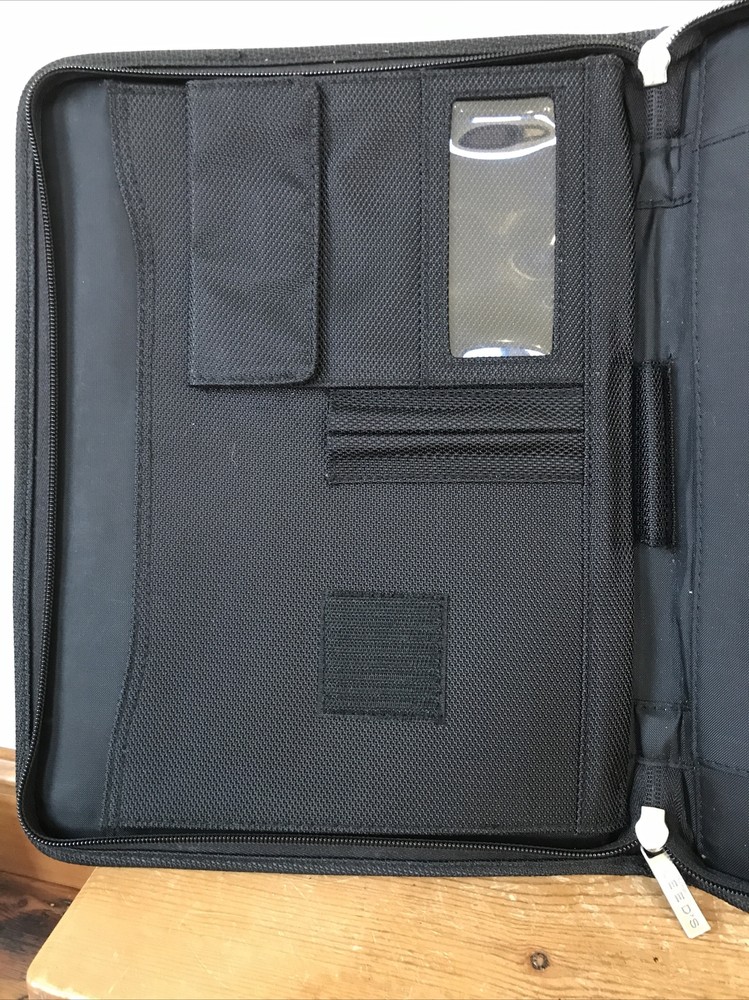 Leeds Para Protect Black Nylon Fabric Attache Zip Case Planner Folder Organizer