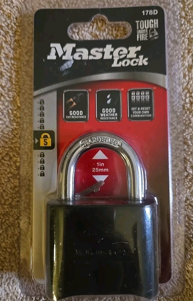 Master Lock - 178D - Black -  Combination Padlock - New