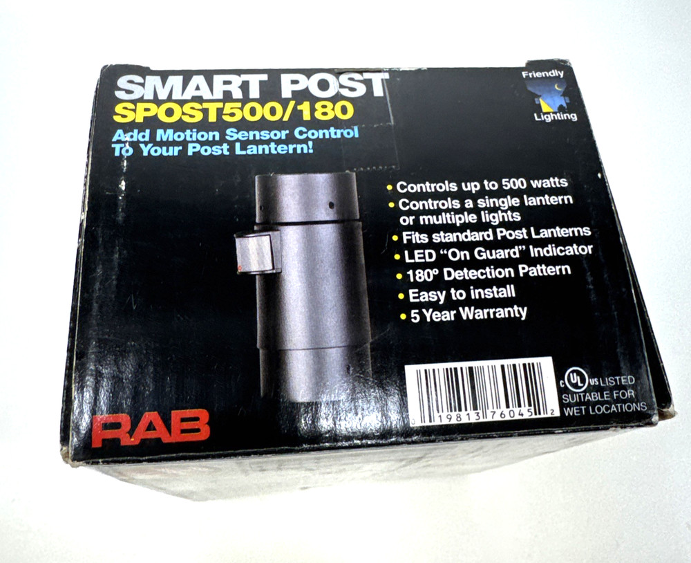 RAB Smart Post SPOST500/180 Motion Sensor Control for Post Lantern Black Finish