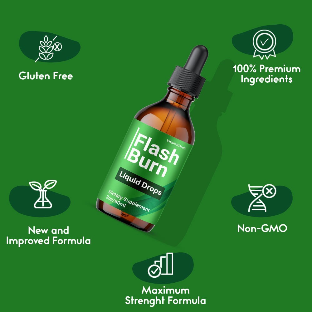 FlashBurn Drops Supplement, Max Strength Flash Burn Liquid formula (1 Pack)