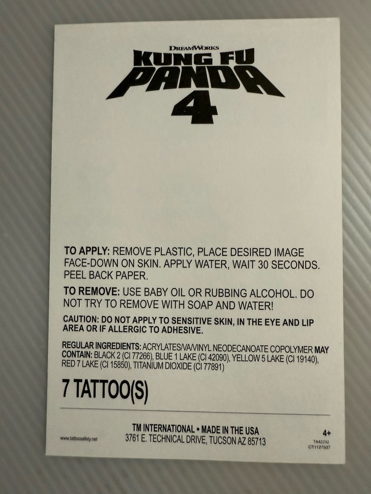 Kung Fu Panda 4 temporary tattoo