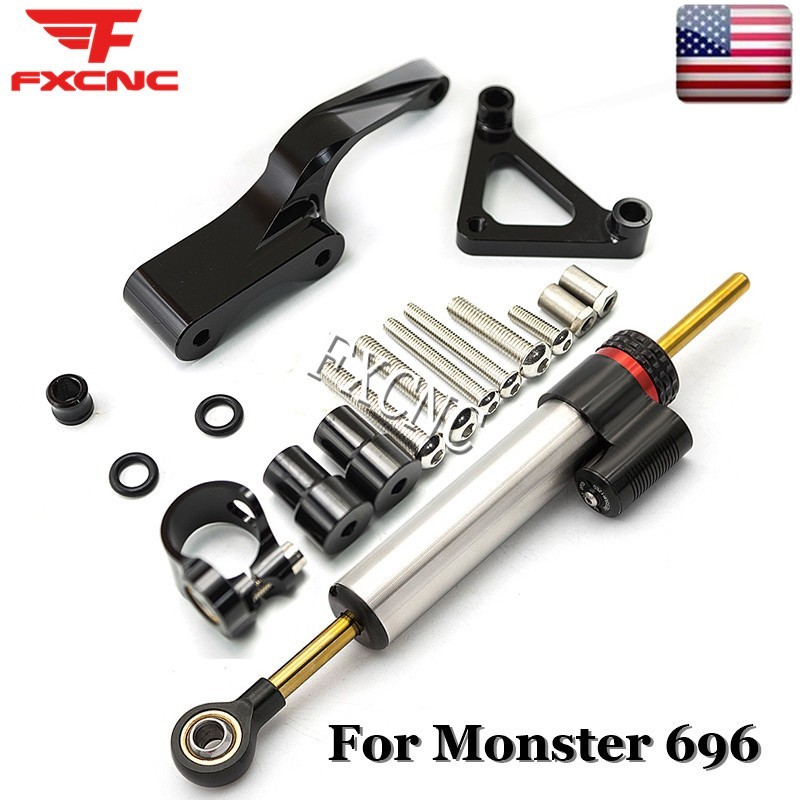 Adjust Steering Damper Stabilizer & Mounting Bracket Kit For Ducati Monster 696