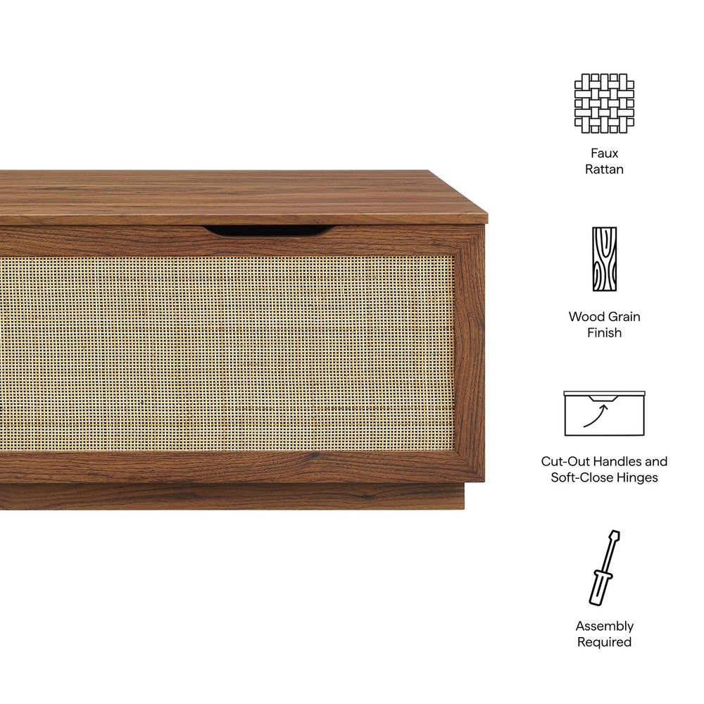 Soma Rattan Storage Bench in Walnut