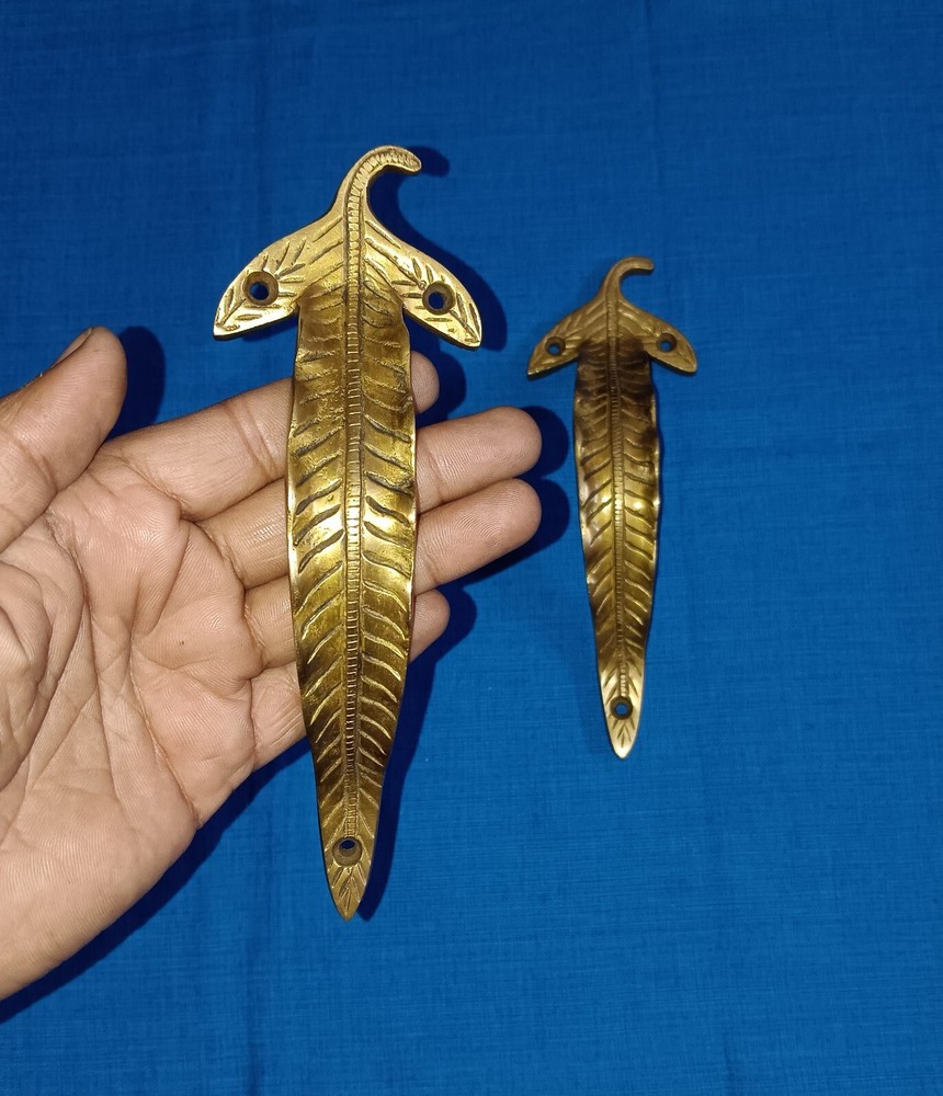 Leaf Design Home Window Pull Set Brass Gardening Themed Door Handle Decor CA155