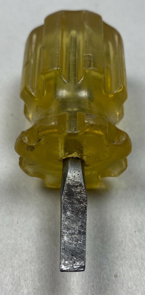 Vintage HP TOOL Slotted Flat Tip Clear Stubby Screwdriver Tool