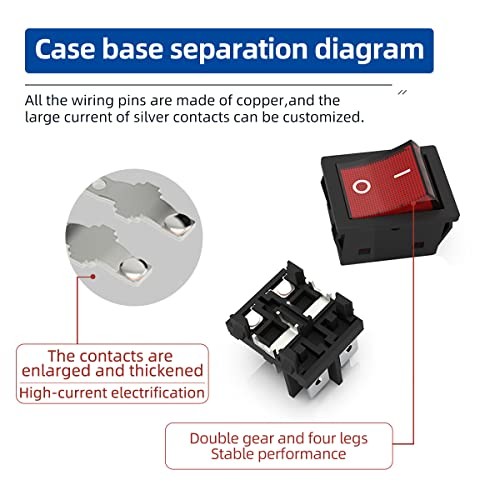JD 2pcs 30A DPST Power Switch 12V/24V/36V KCD4 DC Rocker Switch ON/Off Switch