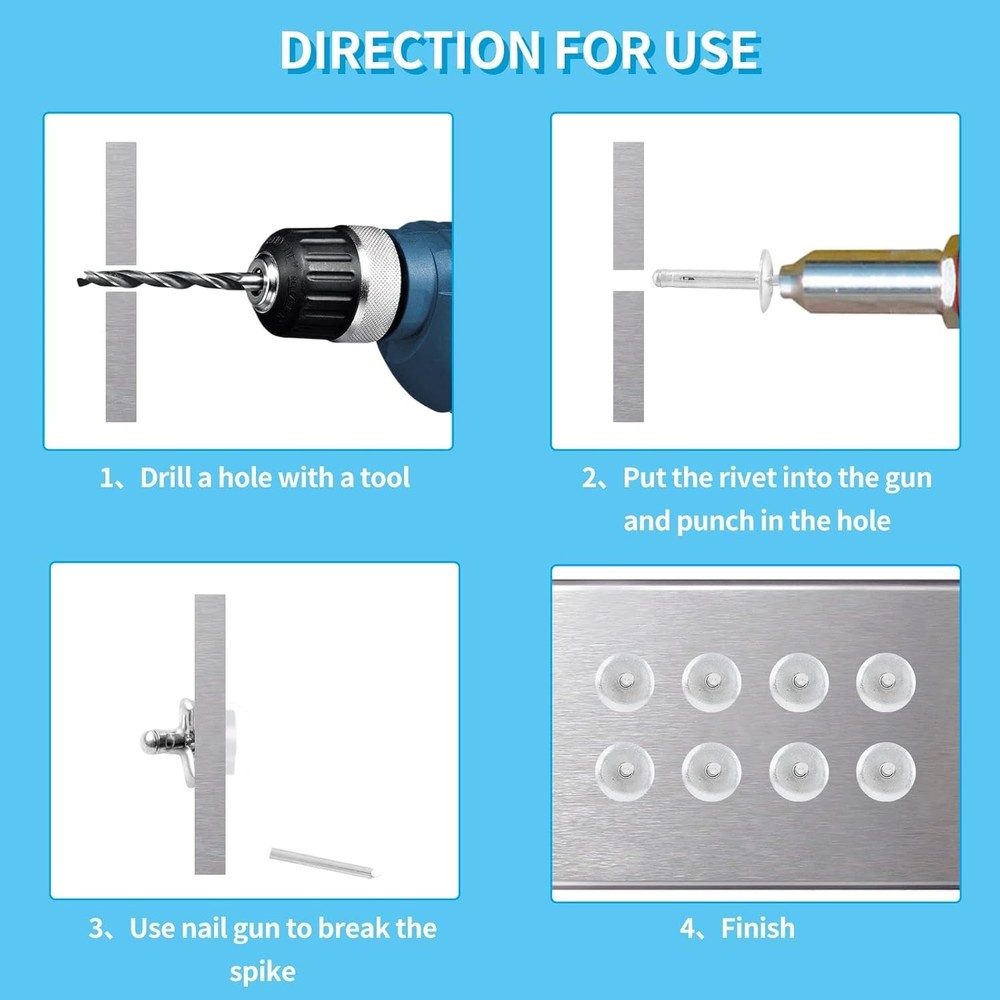 60 Pcs , 3/16” x 1” Pop Rivets Assortment, Silver