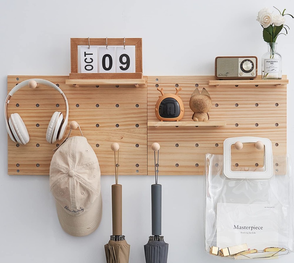 Wood Pegboard Combination Wall Organizer Kit Wooden Display Pegboard Panel Ki...
