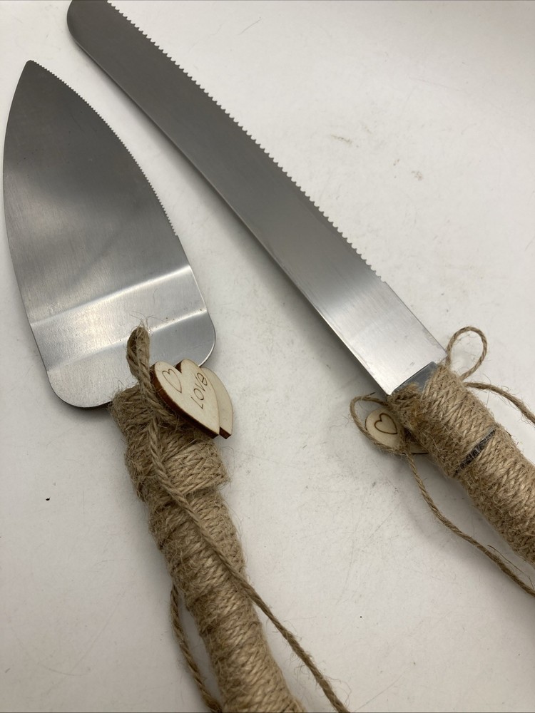 Rustic Wedding Cake Knife Server Set Pizza Pie Serving Utensils for Parties