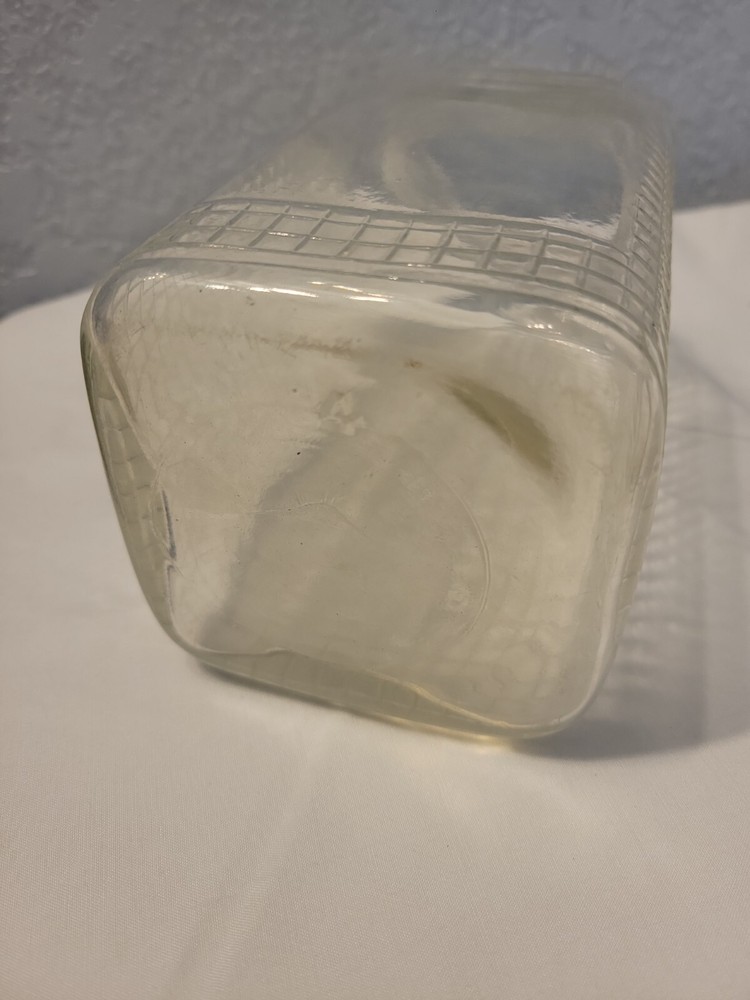 Vintage Square Waffle Pattern Canning Jar With Label Window