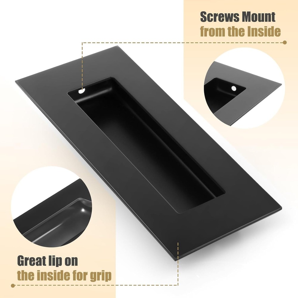 Pocket Door Hardware Set – 2 Recessed Flush Finger Pulls & 1 Edge Pull