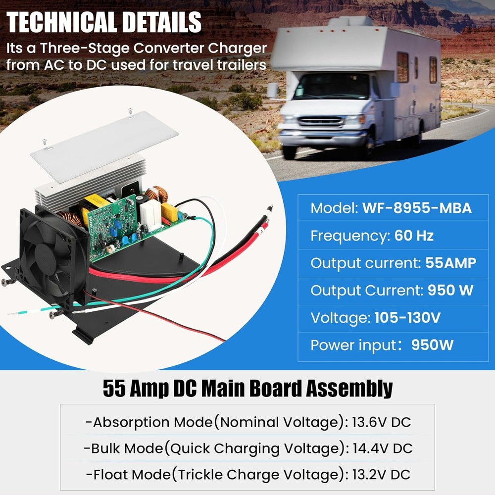 RV Power Converter DC Main Board Assembly Unit for WF-8900-AD Series & Parallax
