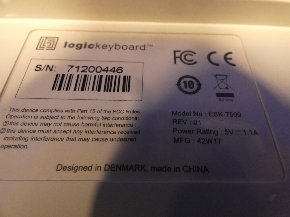 Logic Keyboard Model ESK-7599 w/USB Connection QTY 2, Working