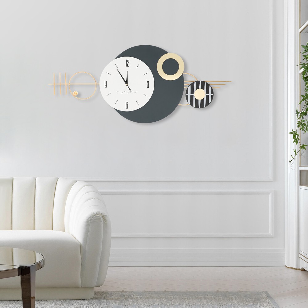 Wall Clock, Modern Decorative Art Clock, Battery Powered Metal Wall Decor Clock