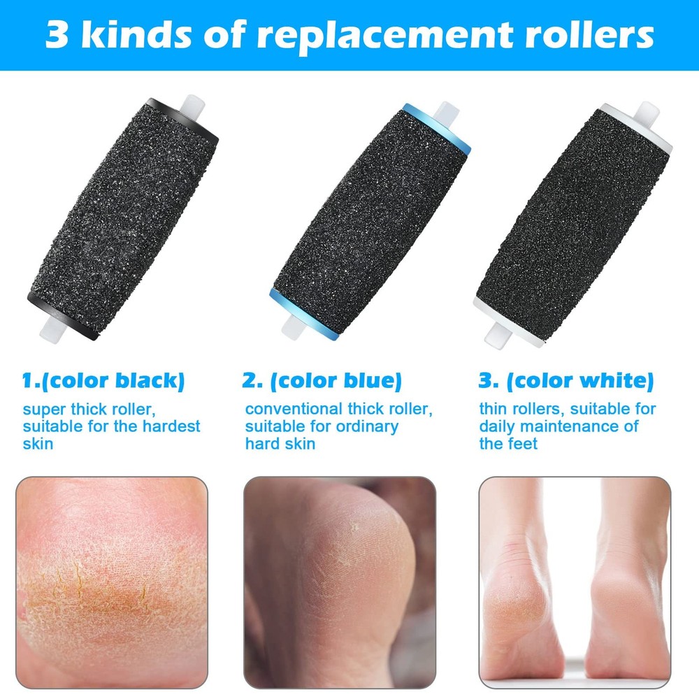 [10/20Pcs] Pedi Replacement Rollers 1 Count (Pack of 1), Blue,white