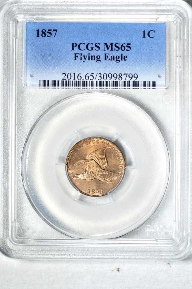 1857 1C Flying Eagle Cent PCGS MS65