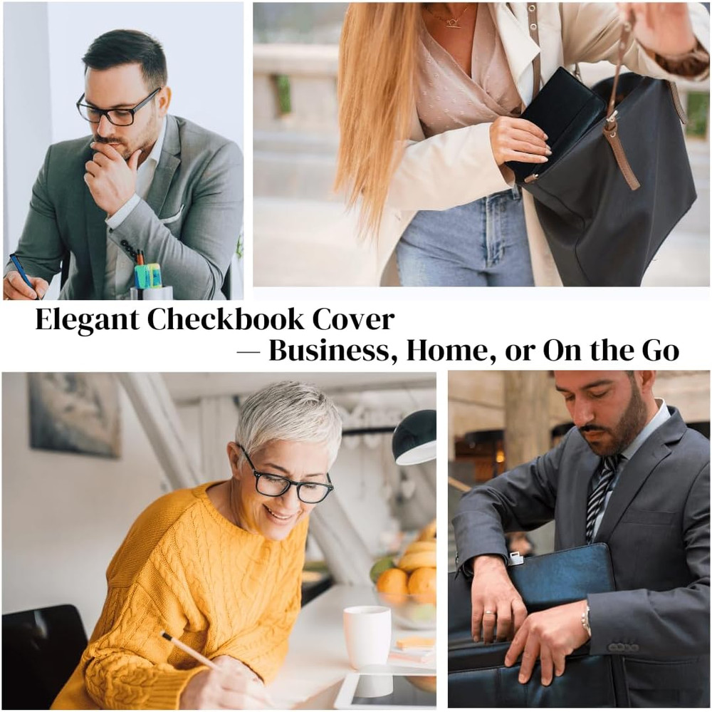 Oversized Checkbook Cover with Zipper Pocket & RFID Blocking – Checkbook Covers
