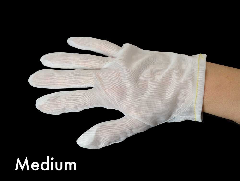 White Lintless Nylon Gloves - Medium - Pack of 4