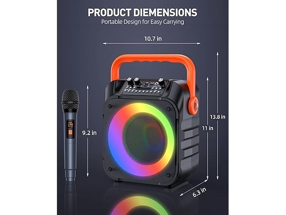 Karaoke Machine with 2 Wireless Mics Black