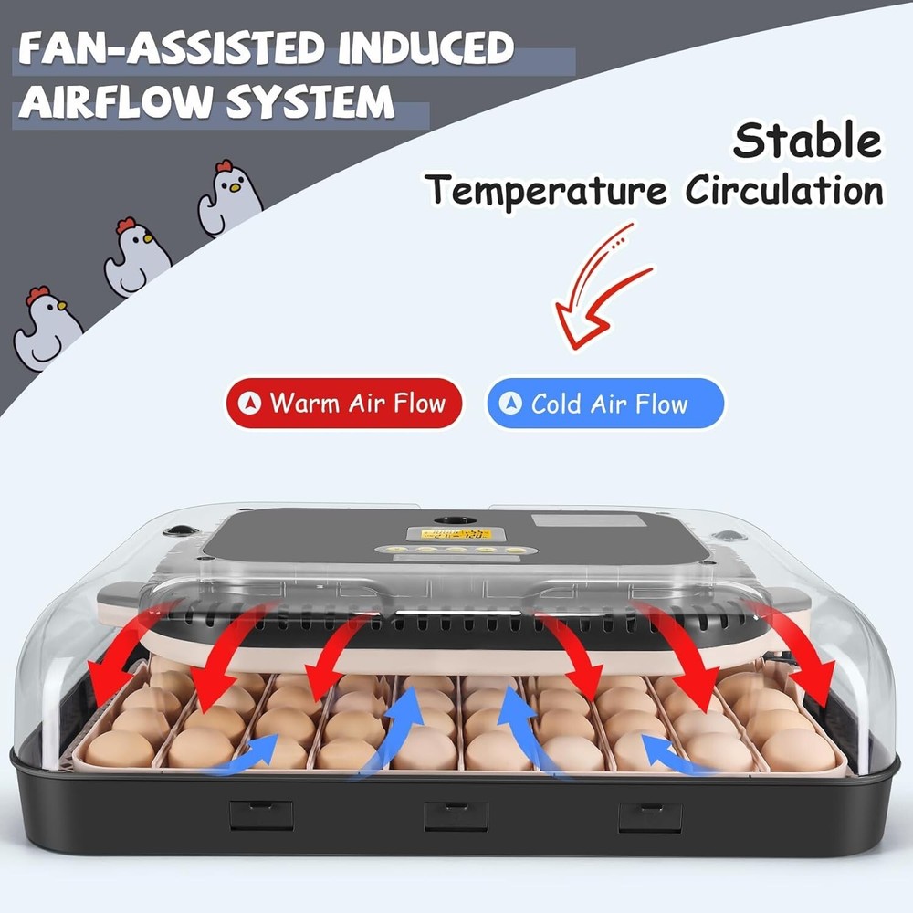 70 Egg Incubator for Hatching Eggs w/Automatic Egg Turning Temperature Control