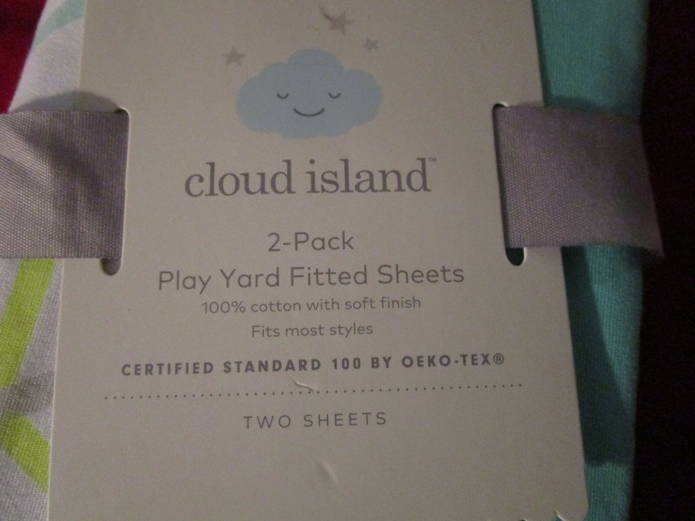 2 Pack Cloud Island Fitted Play Yard Sheets Geometric Solid Cotton 27x39” Green